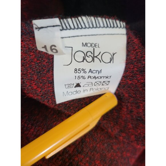 Jaskar Womens Long Sleeves Cardigan Cover up Open Front Red Black Size 16 A309 - Picture 6 of 7